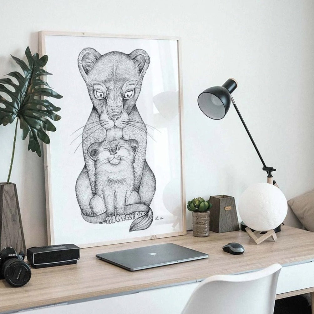Premium Art Print - Lion mother