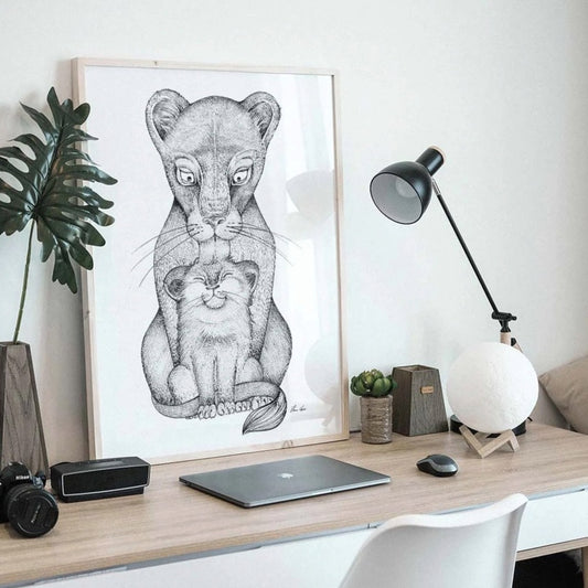 Premium Art Print - Lion mother