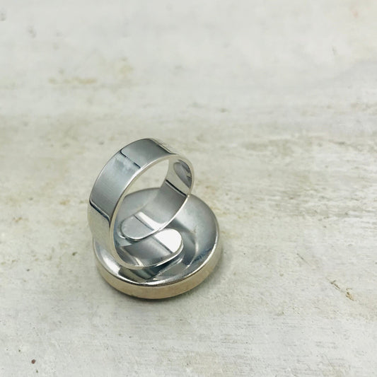 “Tranquil waters” Floral Ocean Round Adjustable 22mm ring by Stephanie Fraselle - Artisan Jewellery Design