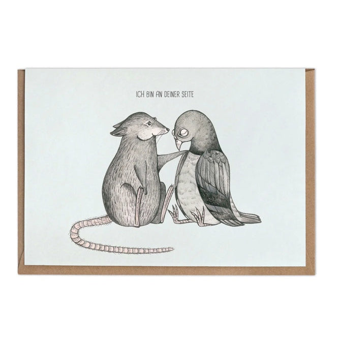 Pigeon and Rat - Blank Greeting card- “ You are Perfect ” Ich bin fin deiner seite