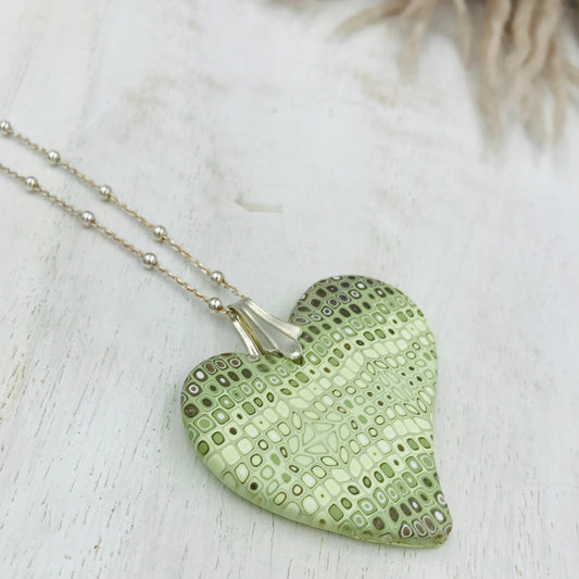 “Laurisilva” Heart pendant - Sterling Silver 925 necklace by Stephanie Fraselle - Artisan Jewellery Design