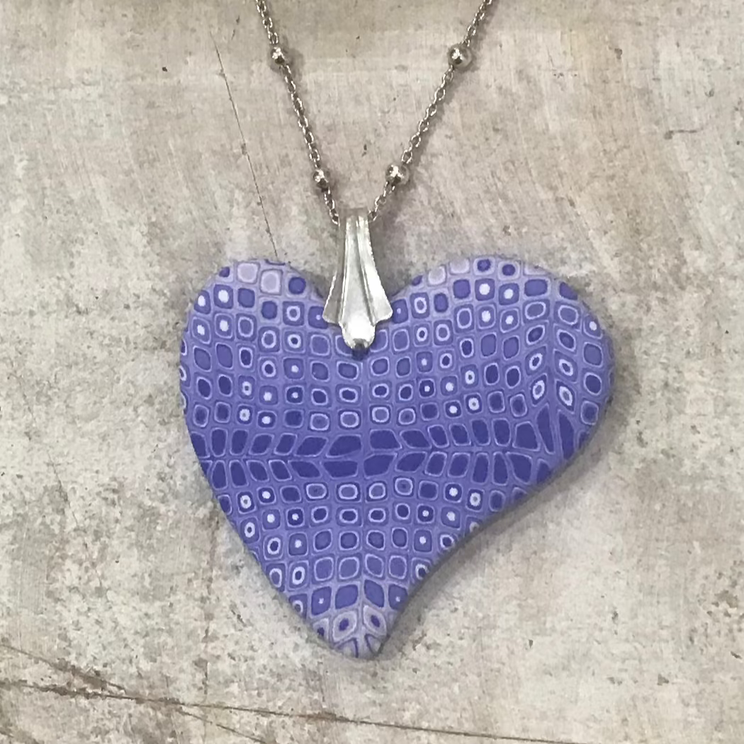 Colgante de corazón “Blue Denim” - Collar de plata de ley 925 de Stephanie Fraselle - Diseño de joyería artesanal