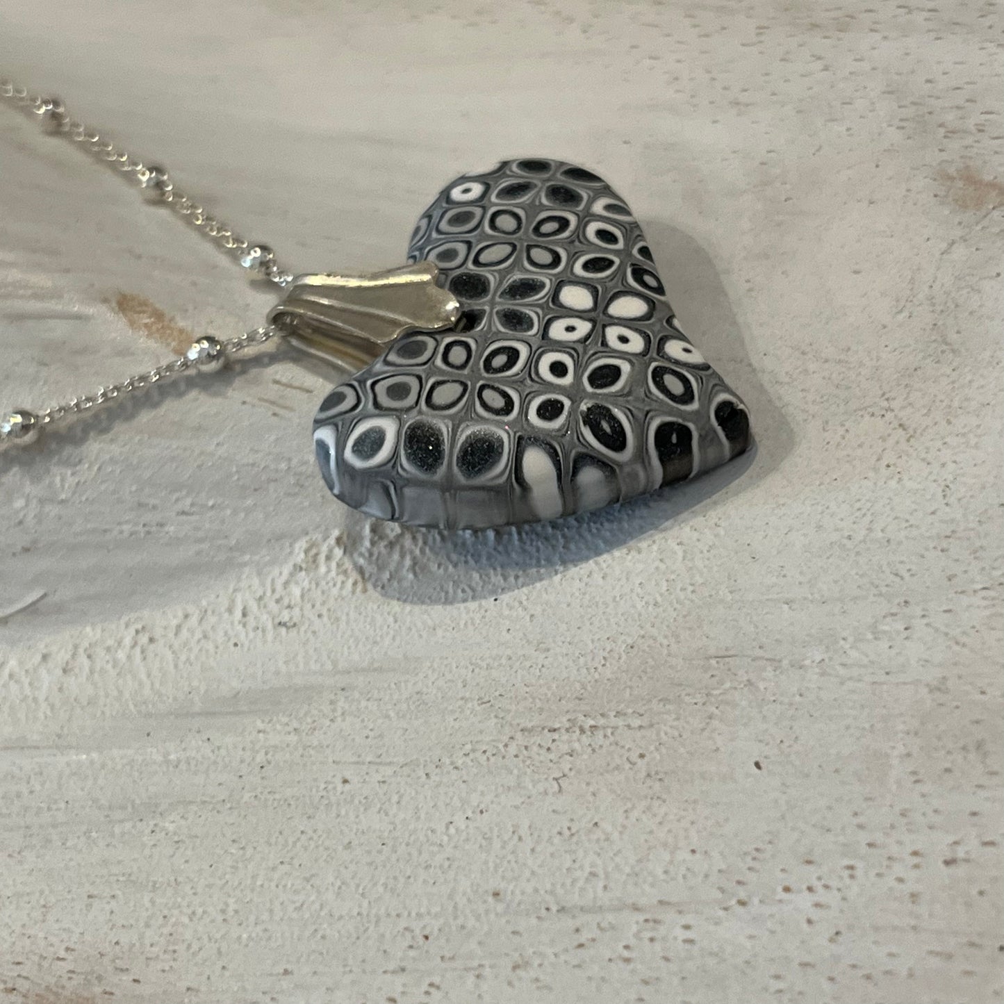 Moonlit Shimmer Mosaic Mini Heart Necklace by Stephanie Fraselle