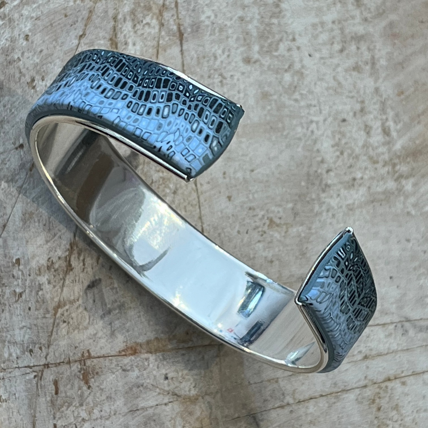 Sea Foam -Blue Denim- Bracelet cuff by Stephanie Fraselle - Artisan Jewellery Design