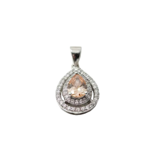 2CT Padparadscha Sapphire & White Topaz 925 Sterling silver Pendant
