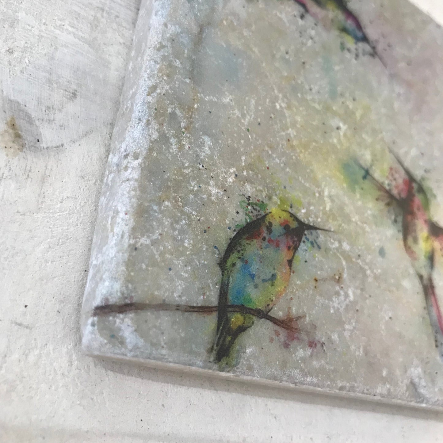 Naturstein-Kunstfliese „Kolibris“