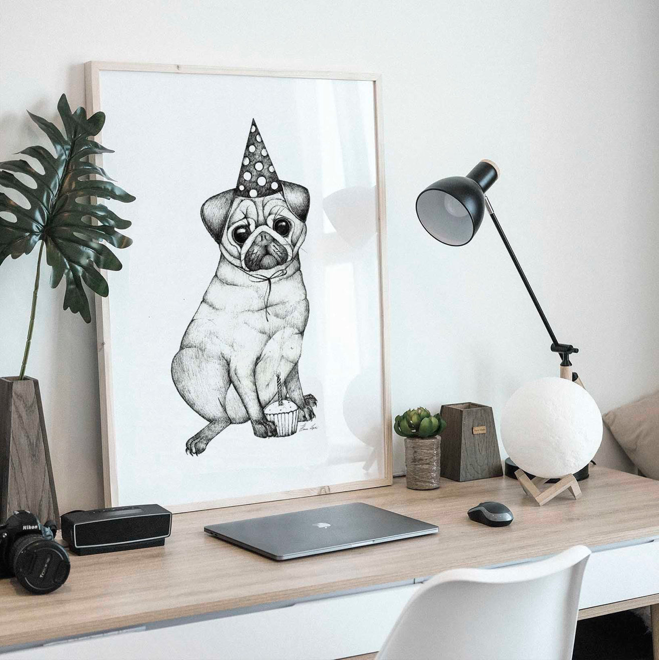 Premium Art Print - Pugs Birthday