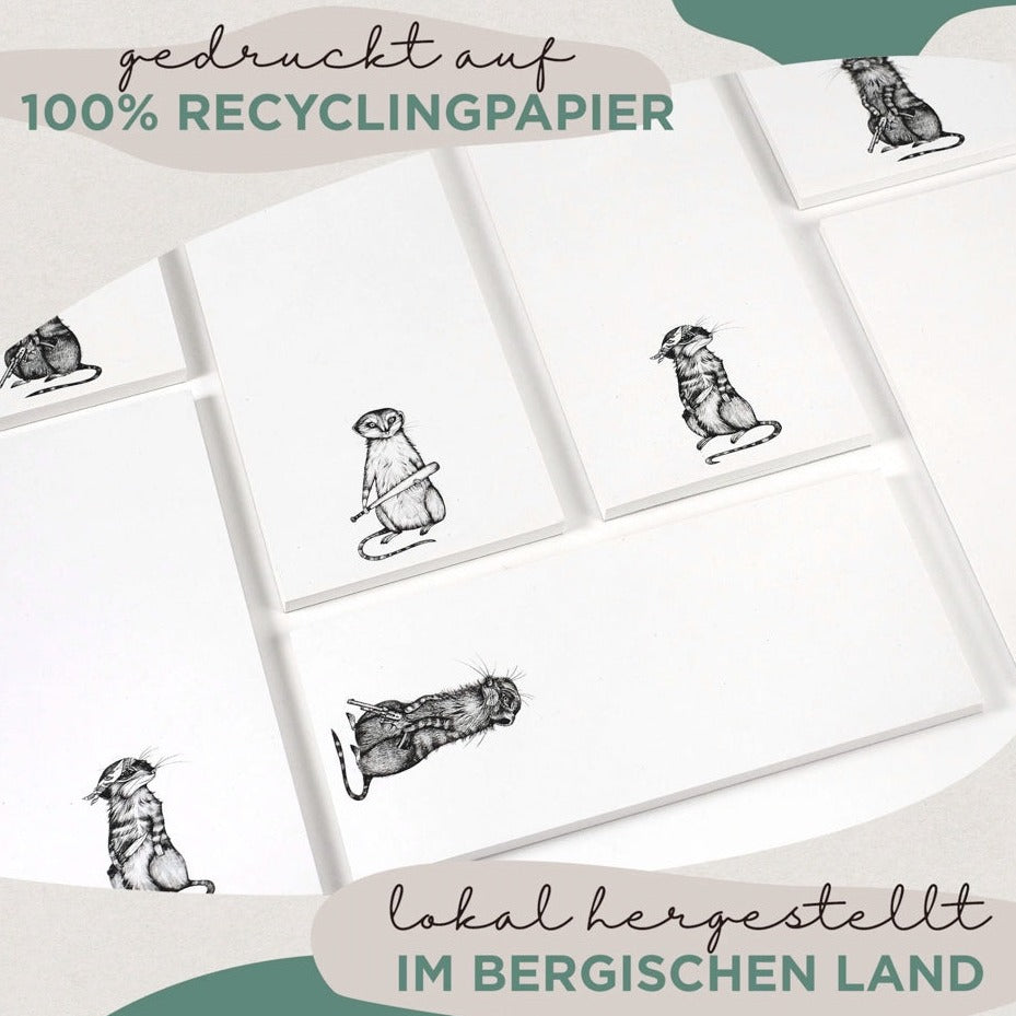 Notepad - Trio Meerkats - RECYCLED PAPER x3 designs