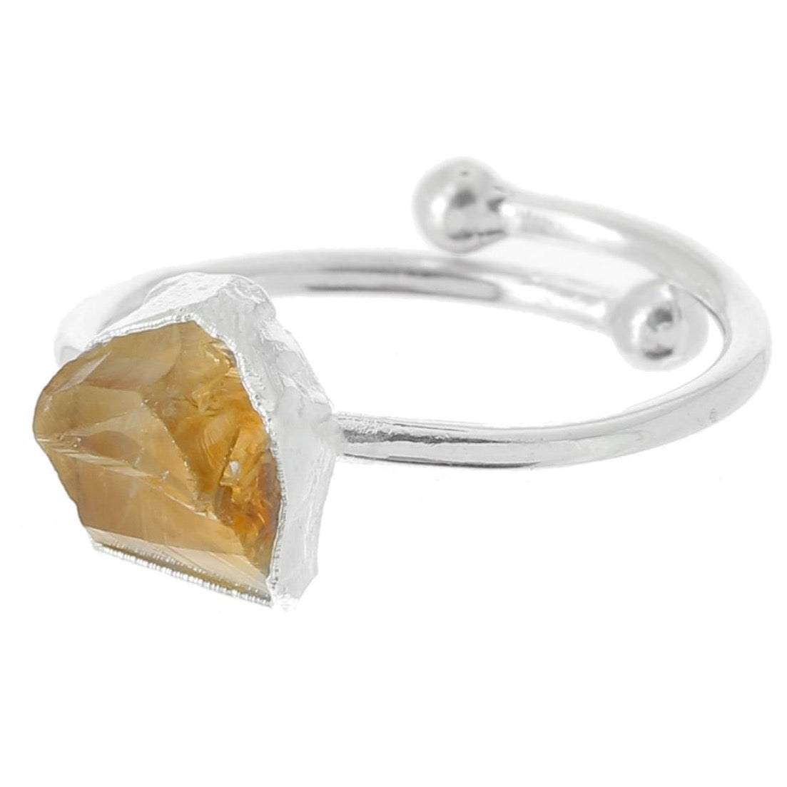 C I T R I N E gemstone silver ring.