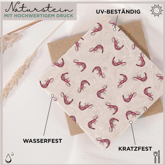 Azulejo artístico de piedra natural “Cóctel de gambas”