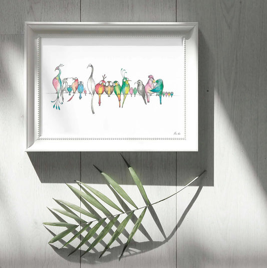 Premium Art Print - Birds on a wire parade