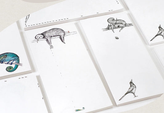 4 illustrations in 1 notepad Sloth and company QUARTET - RECYCLED PAPER