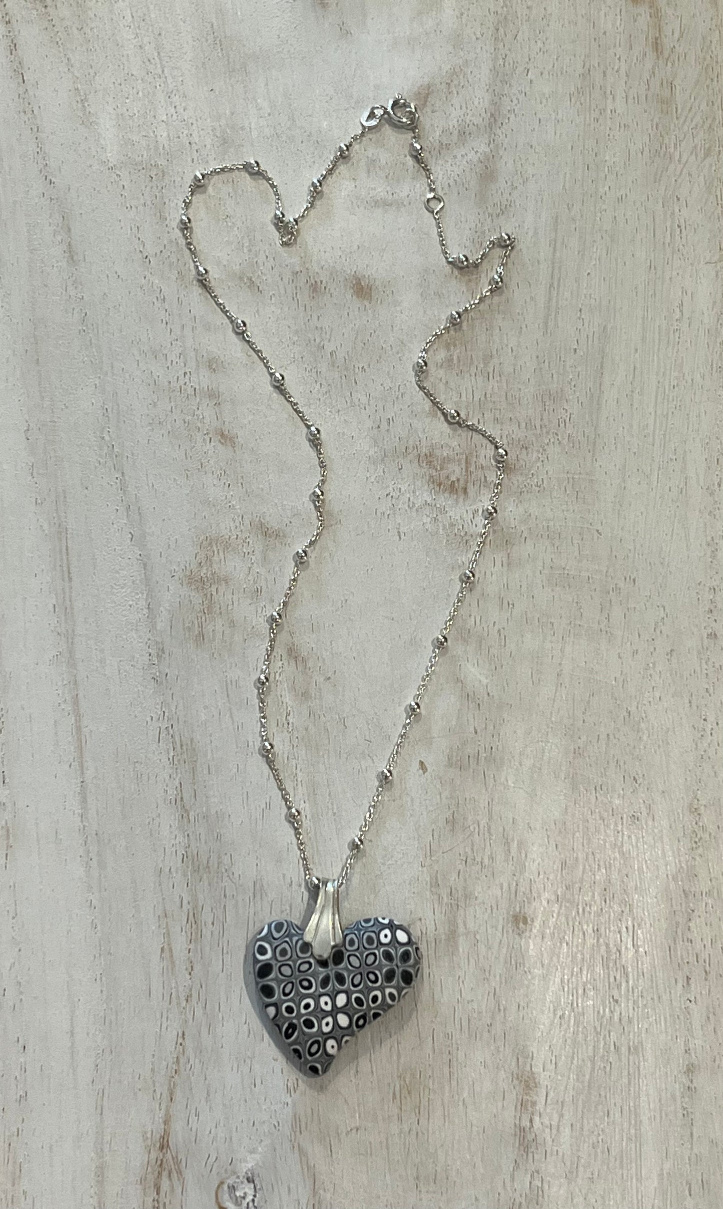 Moonlit Shimmer Mosaic Mini Heart Necklace by Stephanie Fraselle