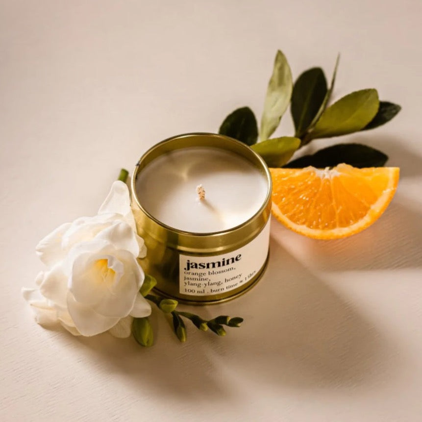 Jasmine Botanical ARTISAN scented candle - with cotton wick - 100ml