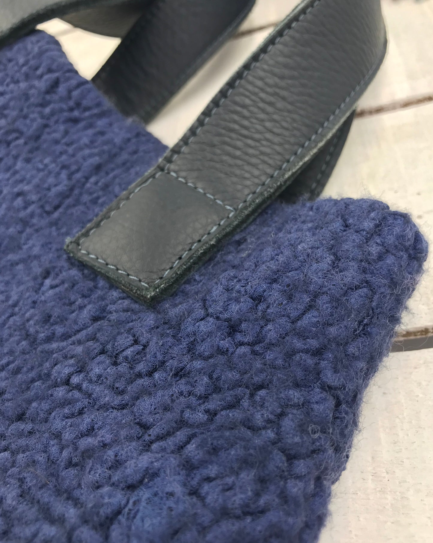 Handcrafted Navy Blue Nuno Felted Merino Wool Shoulder Bag