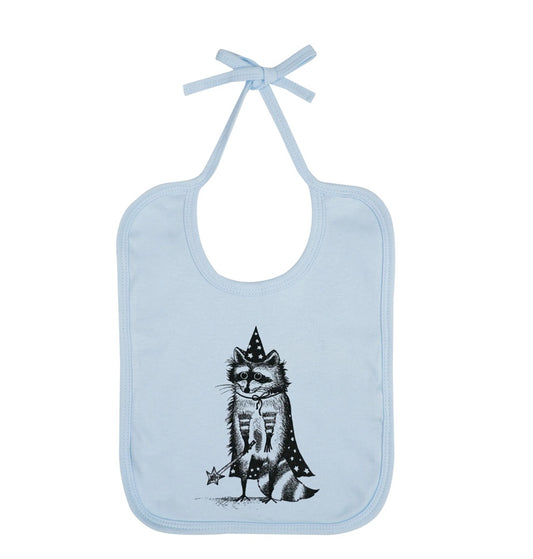 Easy Care Organic Cotton Baby Bib – Raccoon Magician - Whimsical
