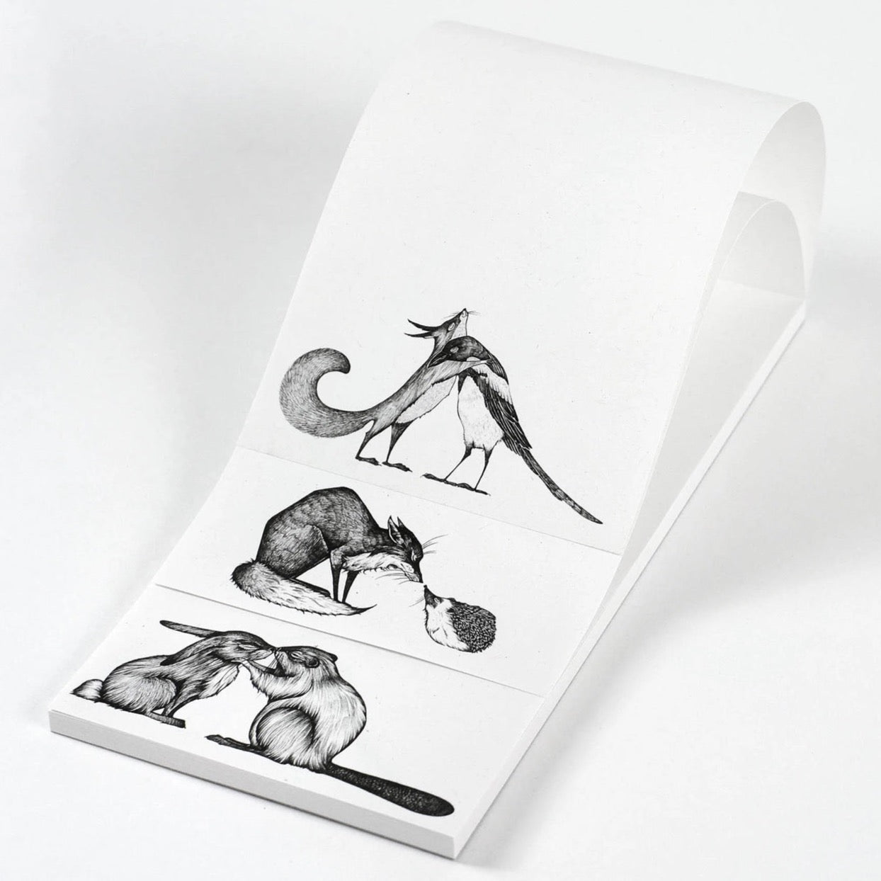 Notepad - Trio cuddles and kisses animals - RECYCLED PAPER