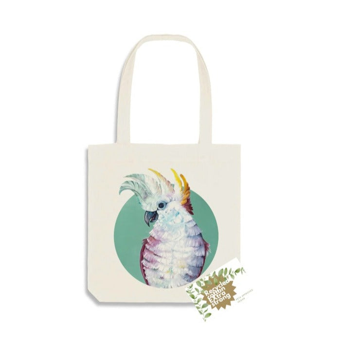 Jute bag - Cockatoo - RECYCLED cotton.