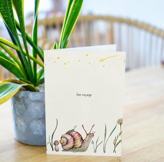 Stargazing Snail Greeting card- "Bon Voyage"