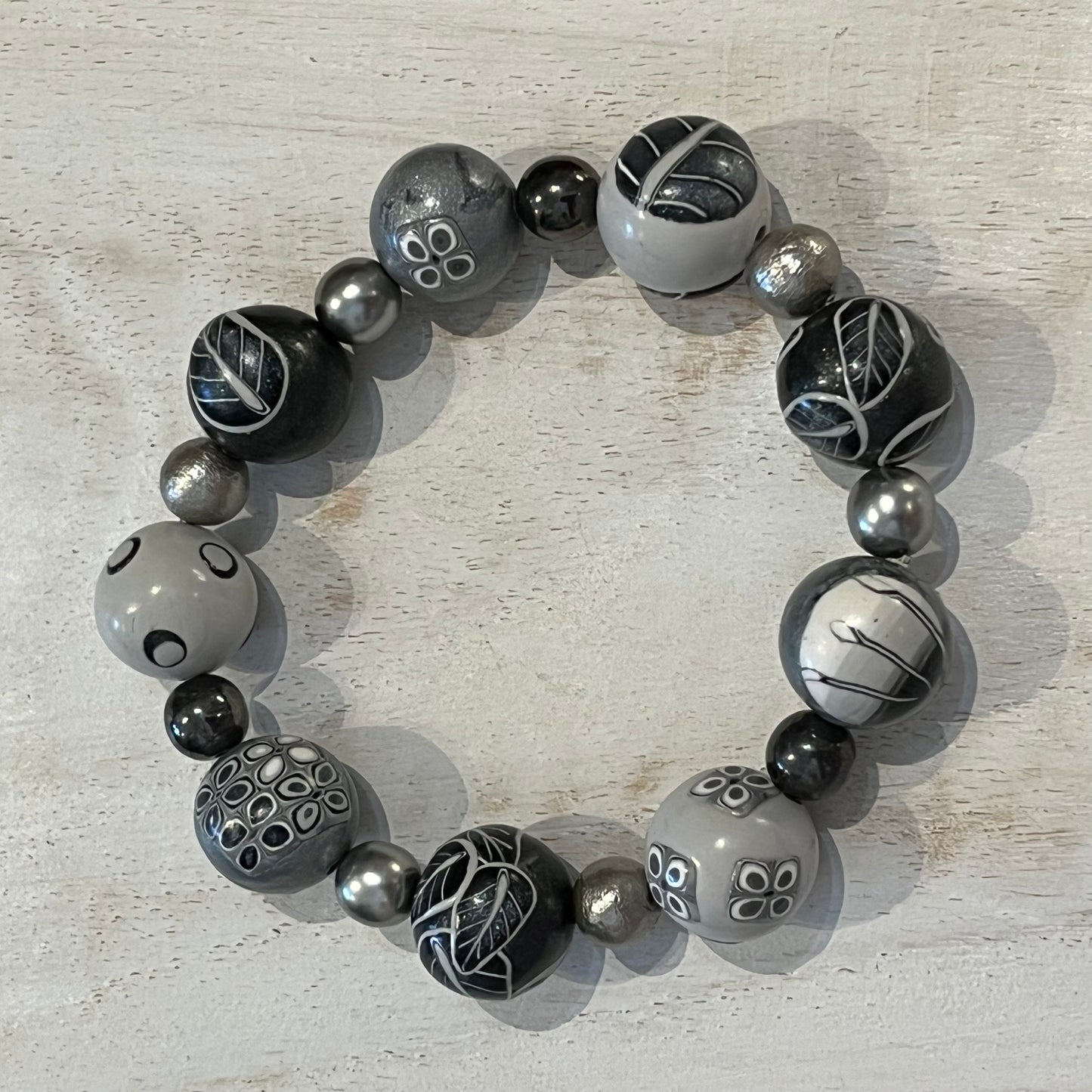 “ Moonlit Shimmer” Beaded Bracelet by Stephanie Fraselle - Artisan Jewellery Design
