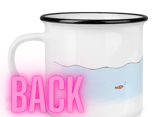 Hochwertige Keramiktasse - schwimmender Hund Huckepack