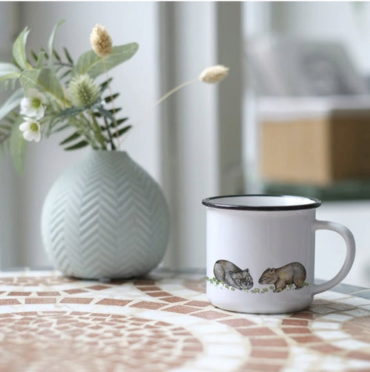 Ceramic Mug - Wombats in a clover field