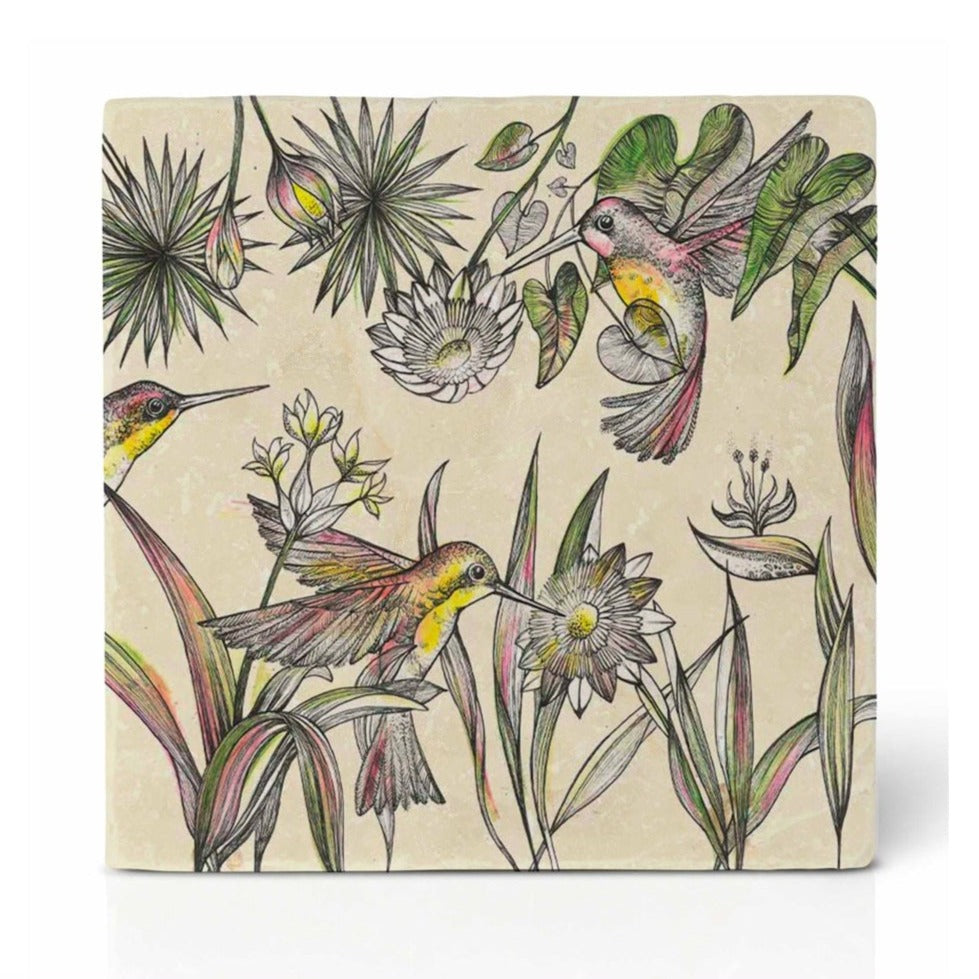 Natural stone art tile “Hummingbirds ”