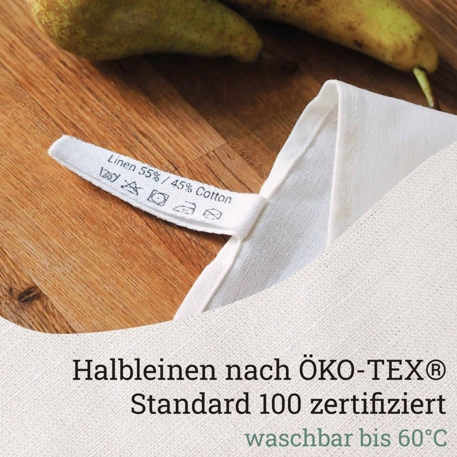 Geschirrtuch - Der Bär und die Biene - 🌿 Halbleinen-Küchentuch (55% Leinen / 45% Baumwolle)