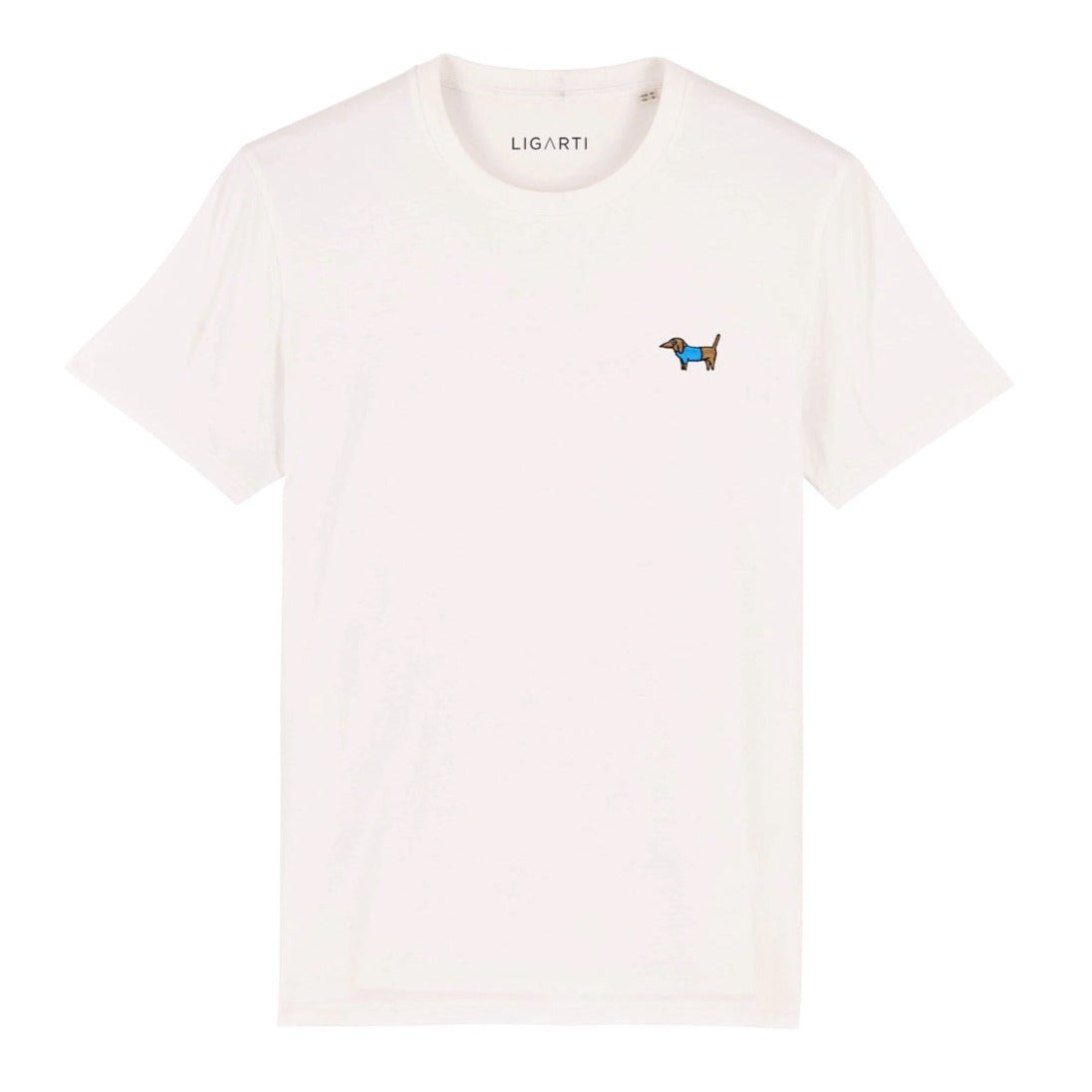 Unisex-T-Shirt aus Bio-Baumwolle mit Stickerei „Dackel“
