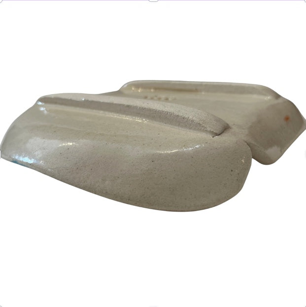 Handmade ceramic toast-shaped plate with colorful glaze from the Tutti collection