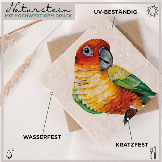 Azulejo artístico de piedra natural “Vibrant sun Parrot”