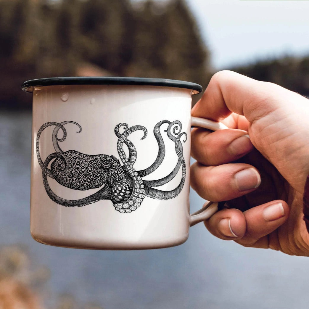 Emaille Tasse - Oktopus