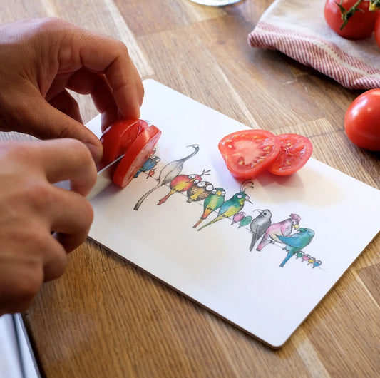 Wooden Breakfast Board- Bird Parade