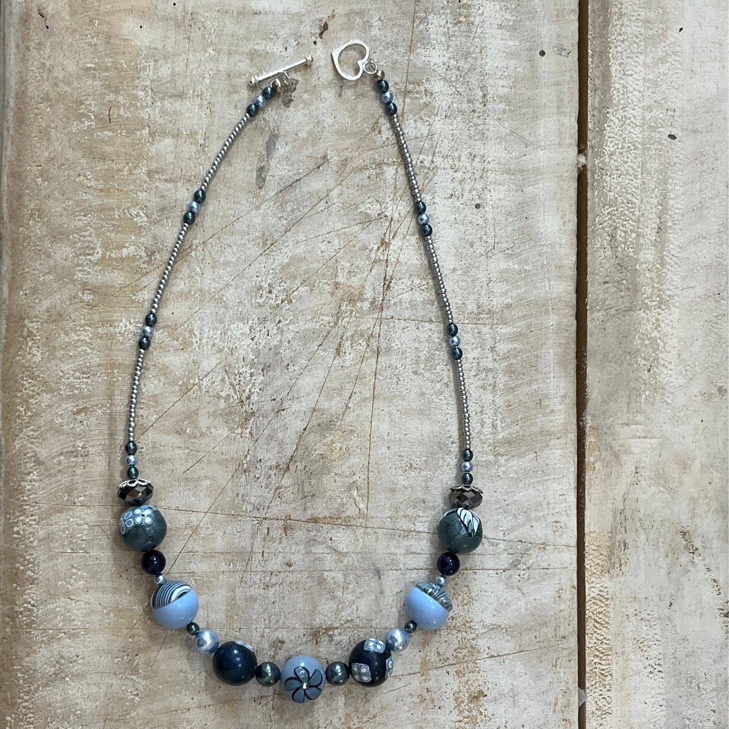 “Blue Denim” Empress necklace by Stephanie Fraselle - Artisan Jewellery Design