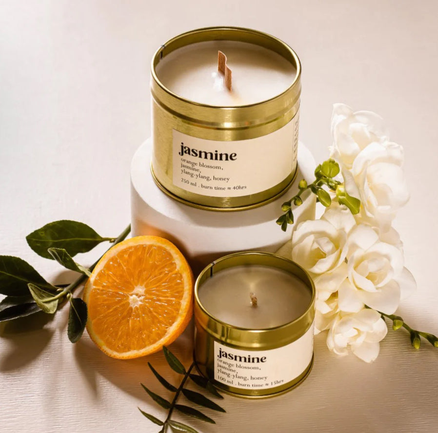 Jasmine Botanical ARTISAN scented candle - with cotton wick - 100ml