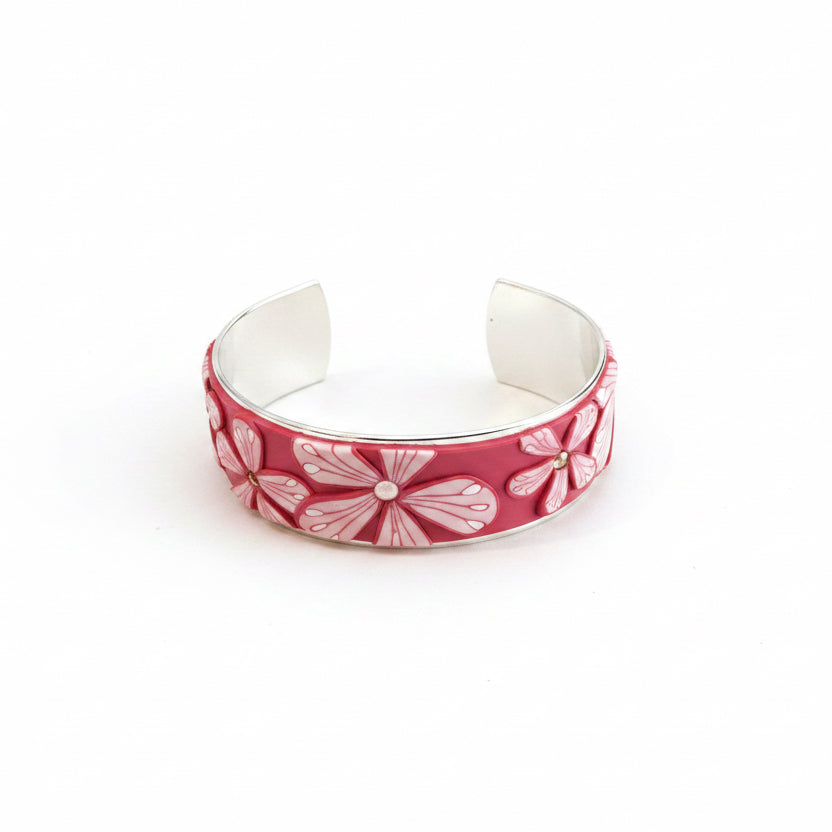 Pink Bloom | Medium Cuff | Hand Sculpted Florals