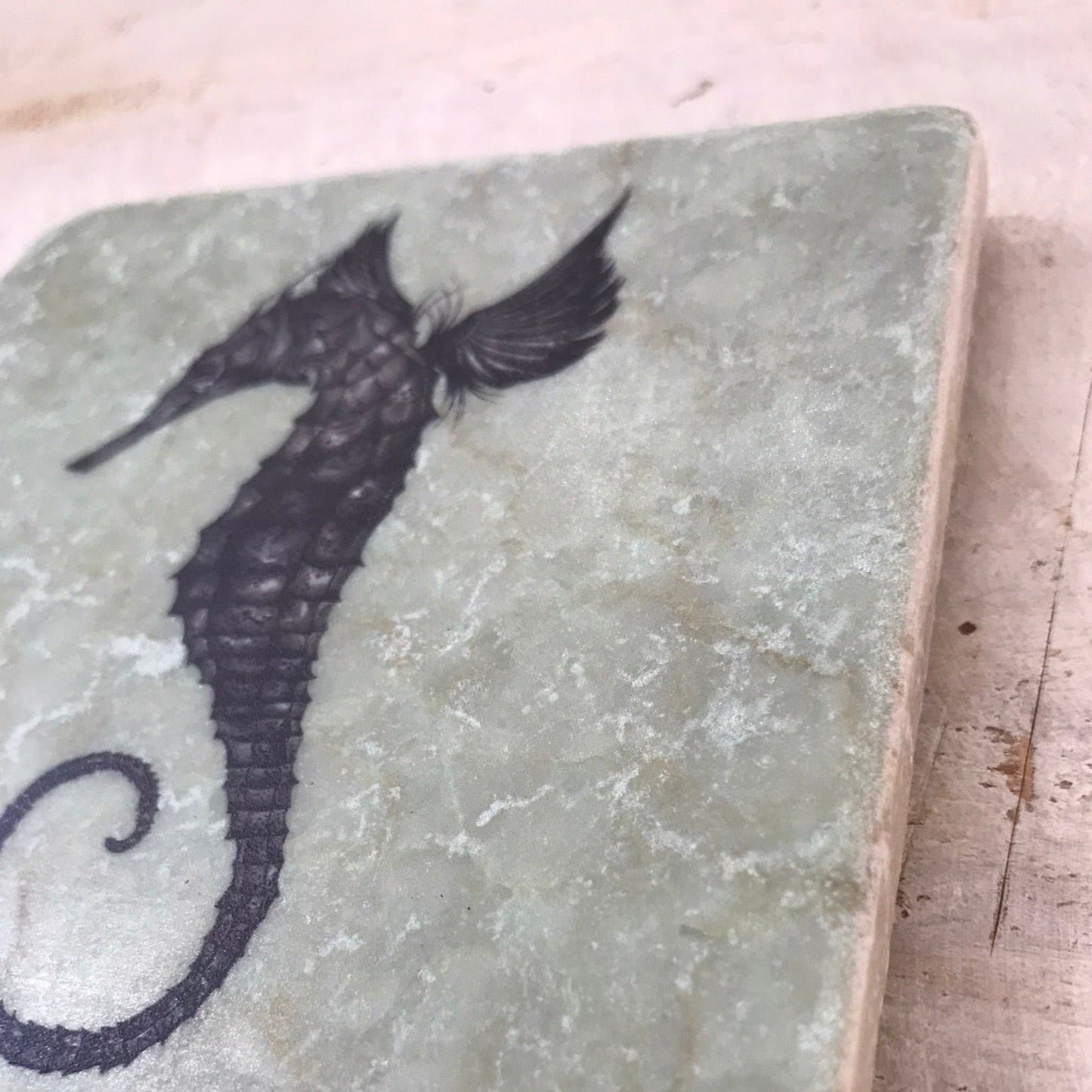 Natural stone art tile “Sea horse ”