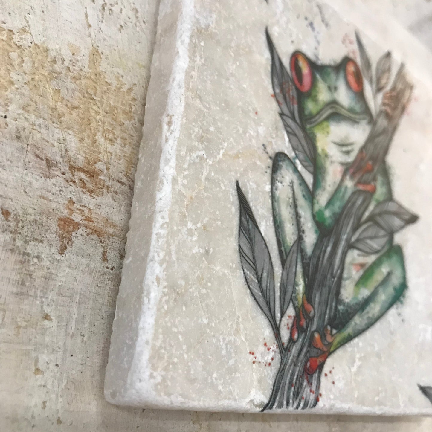 Natural stone art tile “Frog/Rana ”