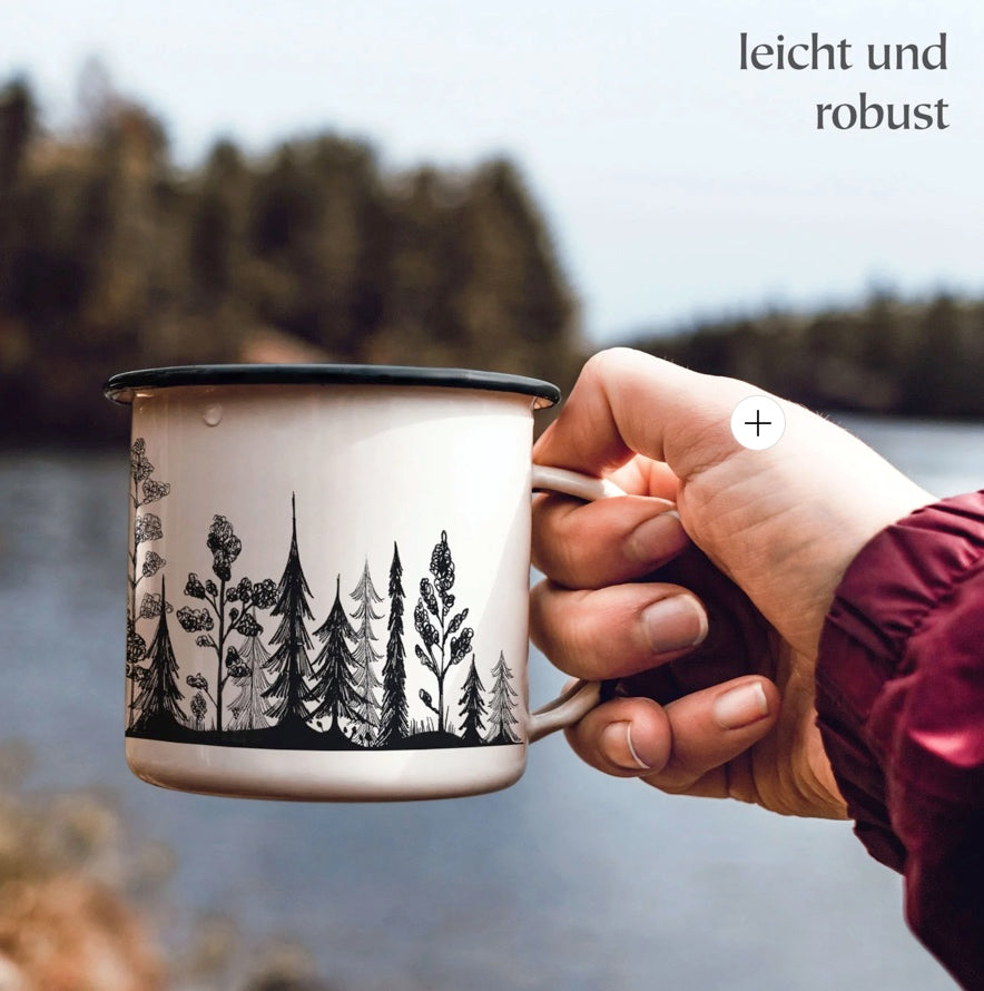 Robust and Light Enamel cup - Forest - Black and White