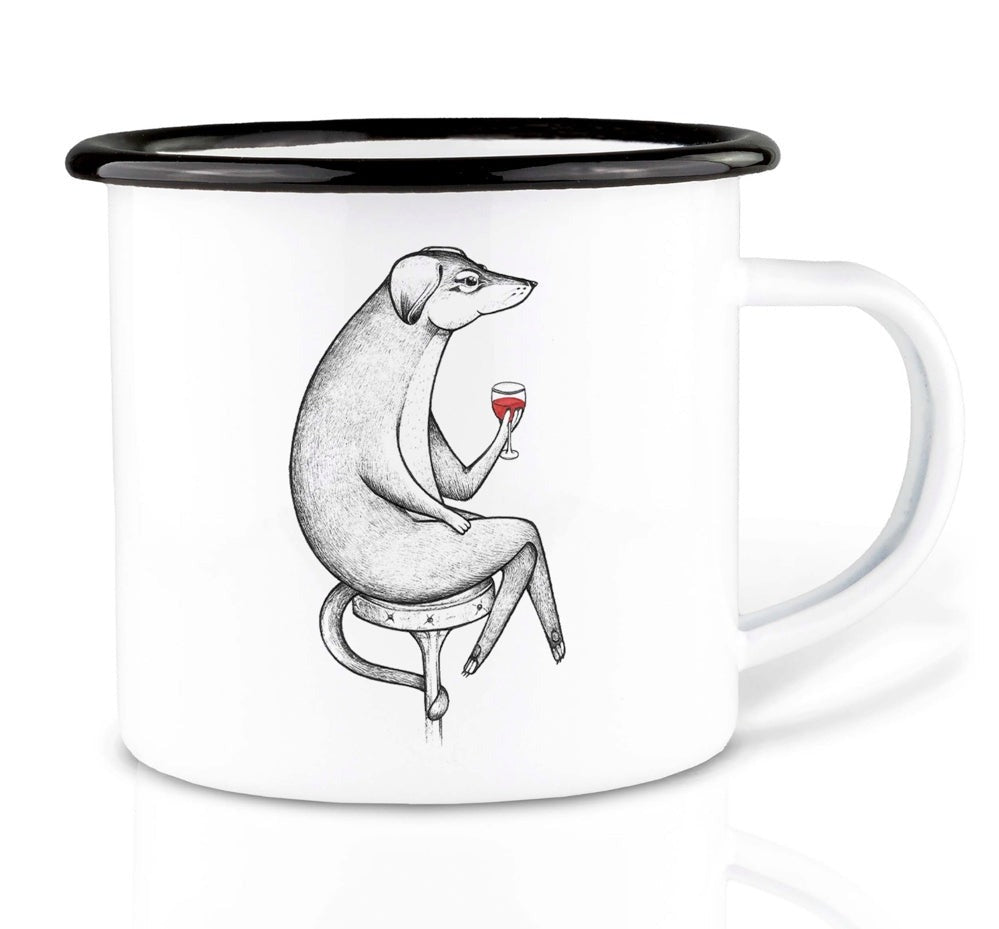 Enamel cup -Jacques wine time