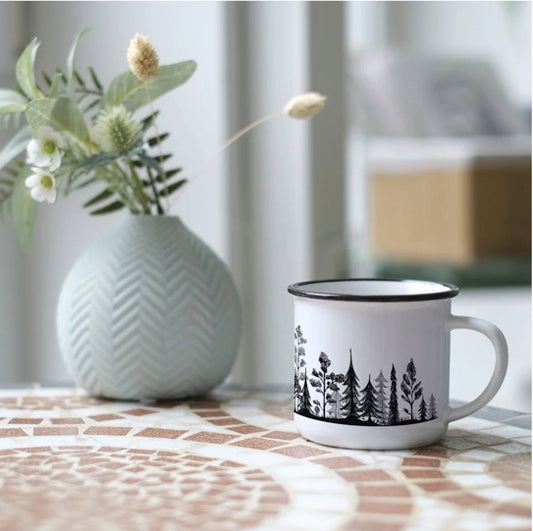 Ceramic Mug - Forest - Black and White