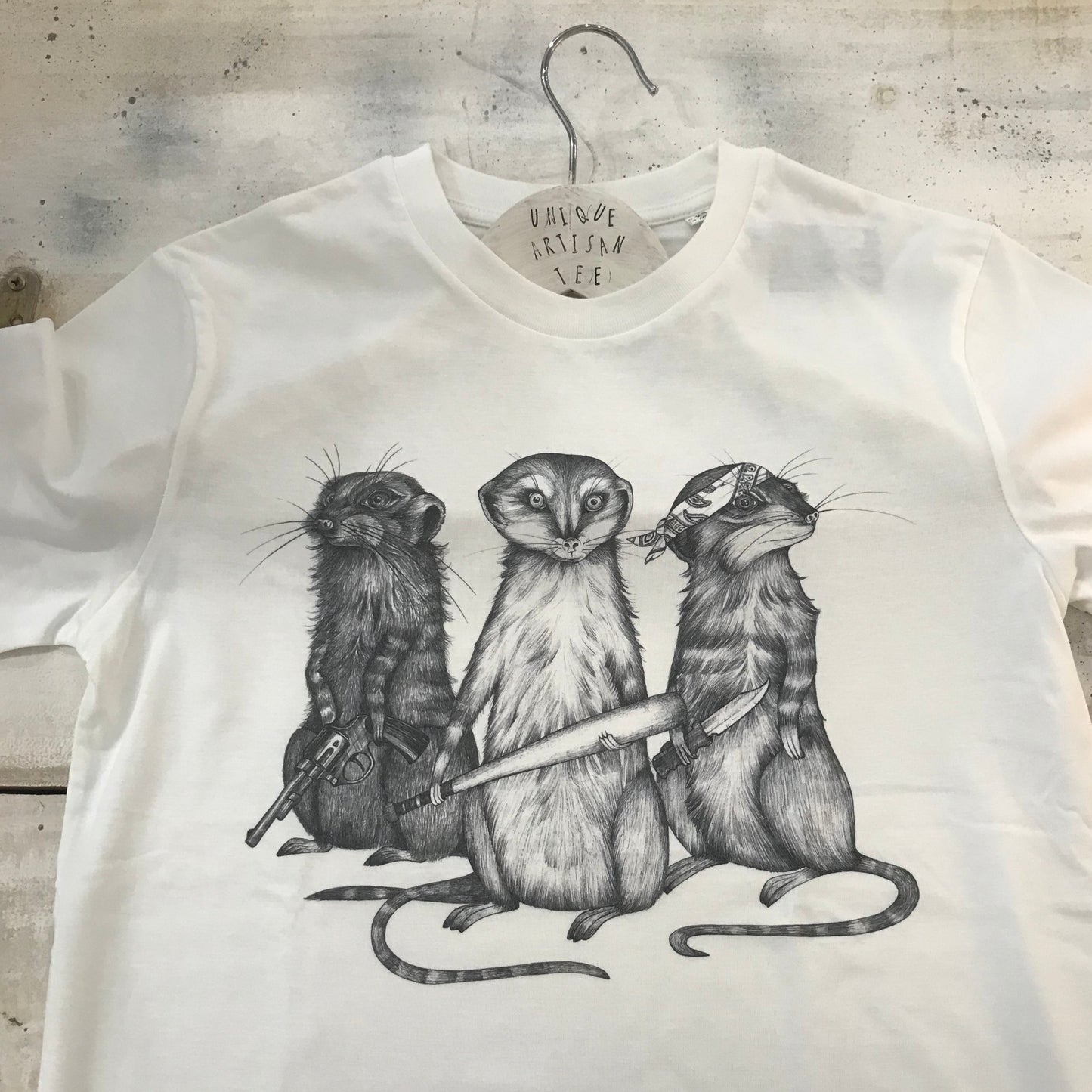 Best Organic Super Soft Cotton- unisex T-shirt “Three Meerkats ”
