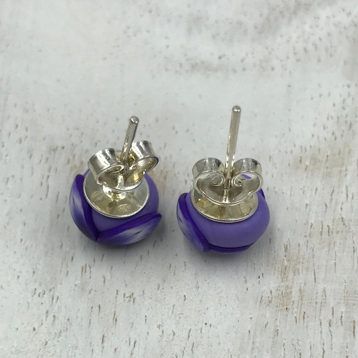 “ Nerea ” 925 STERLING SILVER - handmade polymer clay Earring studs - by Stephanie Fraselle - Artisan Jewellery Design