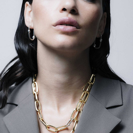 Geometric hoops silver.