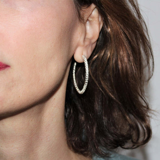 Oval Maria Silver Hoops