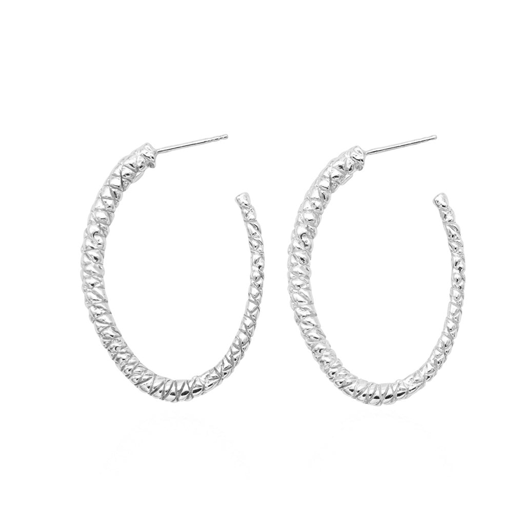 Oval Maria Silver Hoops