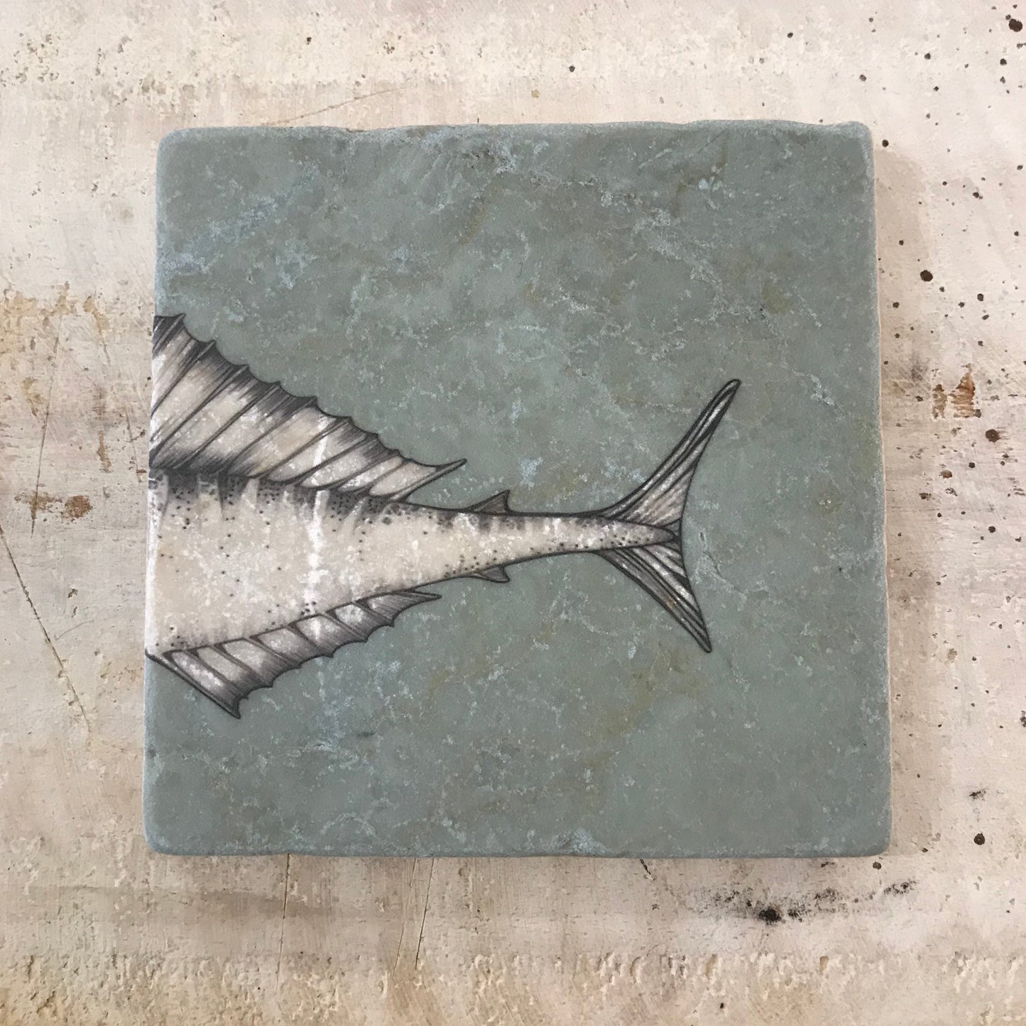 Natural stone art tile “Swordfish 2”