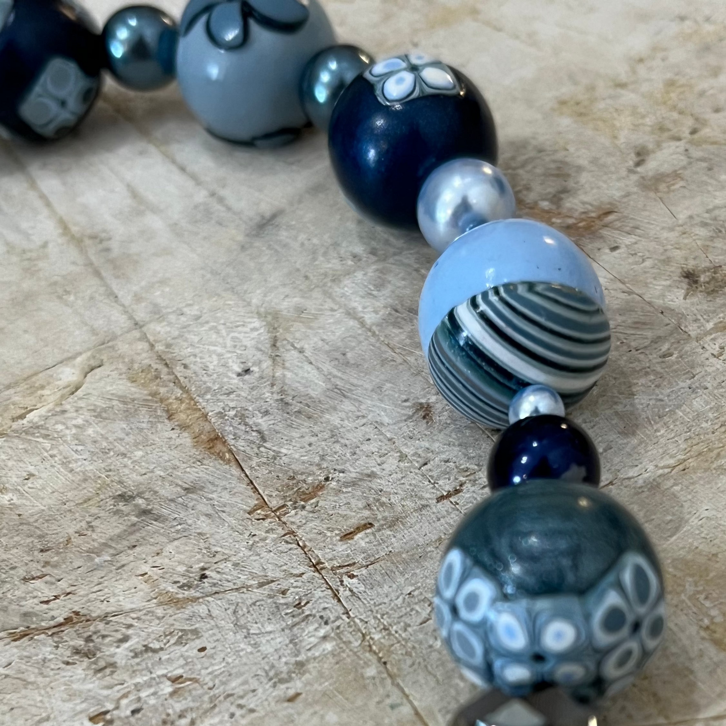 “Blue Denim” Empress necklace by Stephanie Fraselle - Artisan Jewellery Design