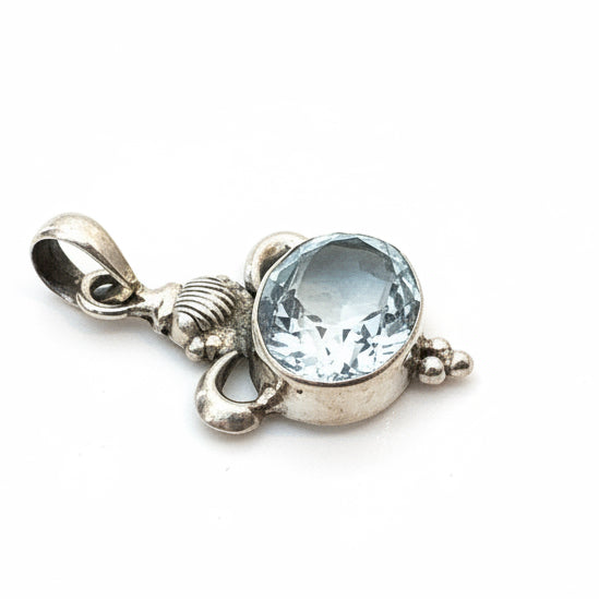 8CT Natural White Topaz 925 Solid Sterling Silver Pendant