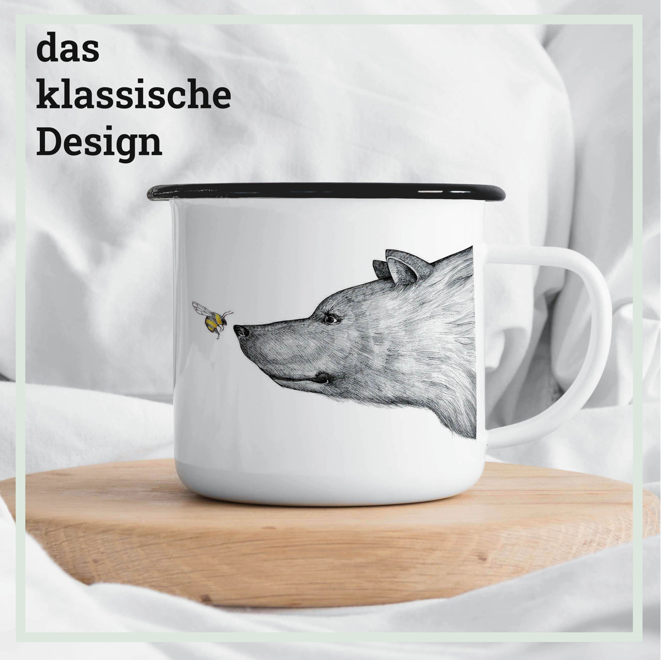 Enamel cup - The meeting - The bear and the bee